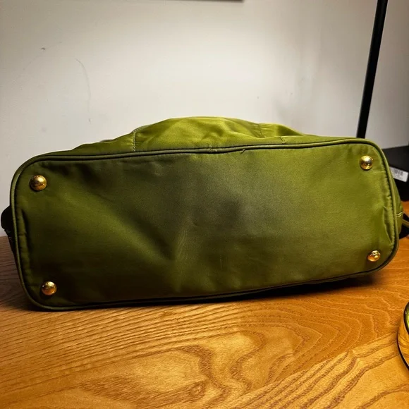 Prada Green Nylon Tote w/ Leather Trim - Picture 8 of 12